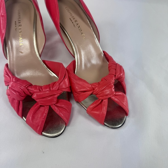 Loeffler Randall Knot Kid Nappa Leather D'Orsay Pumps Peep Toe Lipstick Pink 7 - Picture 3 of 14